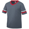 Augusta Sportswear Men's Graphite/Red/White Sleeve Stripe Jersey