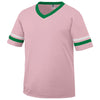 Augusta Sportswear Men's Light Pink/Kelly/White Sleeve Stripe Jersey