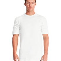 Next Level Men's White Cotton Long Body Crew