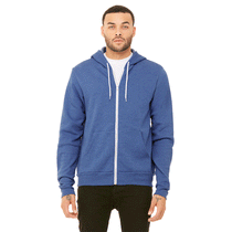 Bella + Canvas Unisex Heather True Royal Sponge Fleece Full-Zip Hoodie