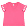 LAT Women's Vintage Heather Pink/Blended White Curvy Football Premium Jersey T-Shirt