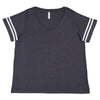 LAT Women's Vintage Navy/Blended White Curvy Football Premium Jersey T-Shirt