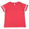 LAT Women's Vintage Red/Blended White Curvy Football Premium Jersey T-Shirt
