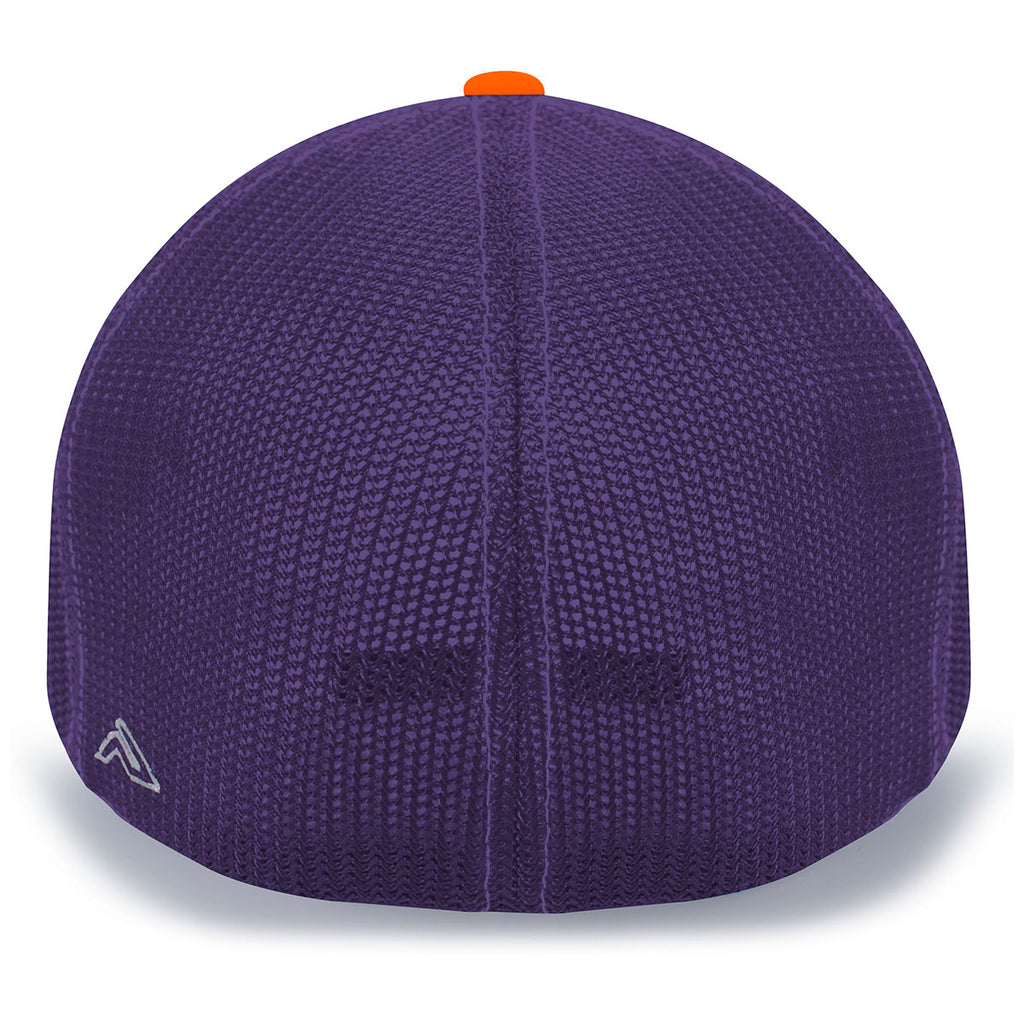 Pacific Headwear White/Purple/Orange Universal Fitted Trucker Mesh Cap