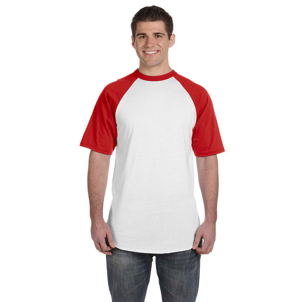 Augusta Sportswear Men's White/Red Short-Sleeve Baseball Jersey