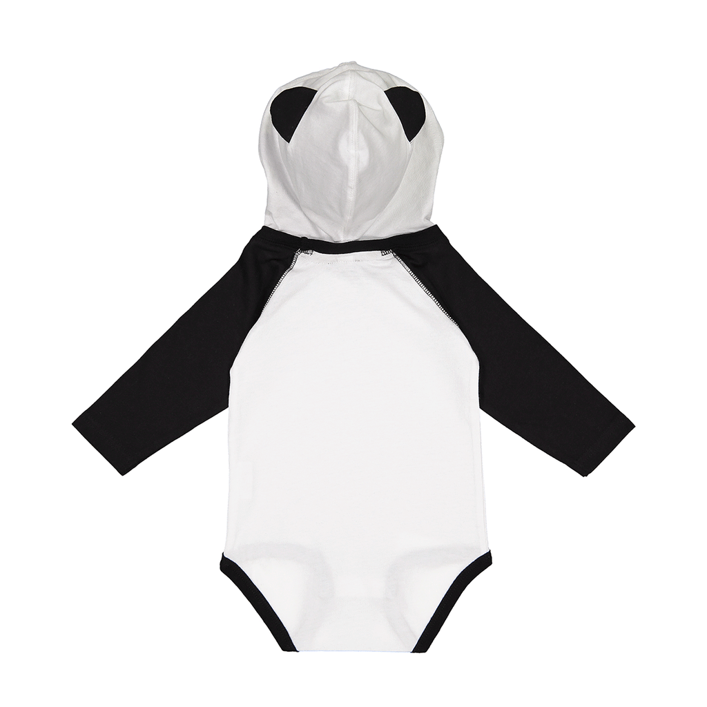 Rabbit Skins Infant White/Black Long Sleeve Fine Jersey Bodysuit With Ears