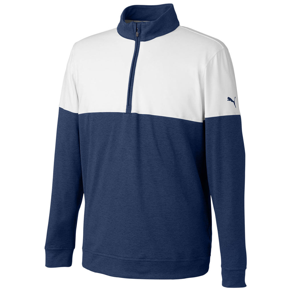 Puma Golf Men's Peacoat/Bright White Cloudspun Warm Up Quarter-Zip