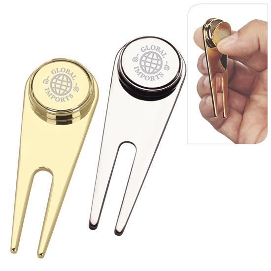 Gold Magnetic Divot Repair Tool with Ball Marker