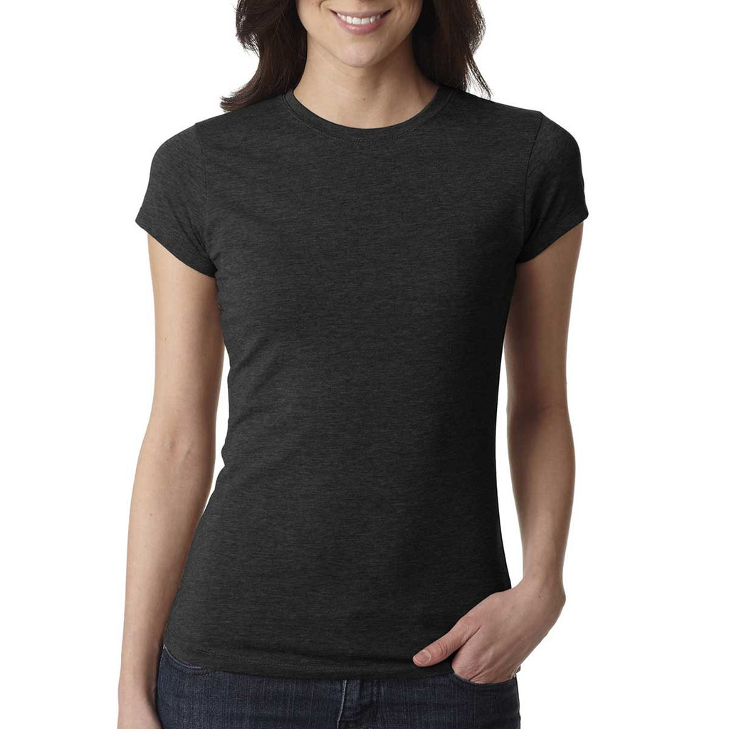 Next Level Women's Black Poly/Cotton Short-Sleeve Tee