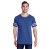 Jerzees Men's True Blue Heather/Oxford 4.5 Oz. Tri-Blend Varsity Ringer T-Shirt