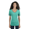 Jerzees Women's Mint Heather/Oxford 4.5 Oz Tri-Blend Varsity V-Neck T-Shirt