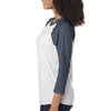 Next Level Unisex Indigo/Heather White Triblend 3/4-Sleeve Raglan Tee