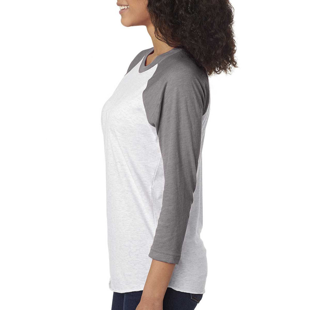 Next Level Unisex Premium Heather/Heather White Triblend 3/4-Sleeve Raglan Tee