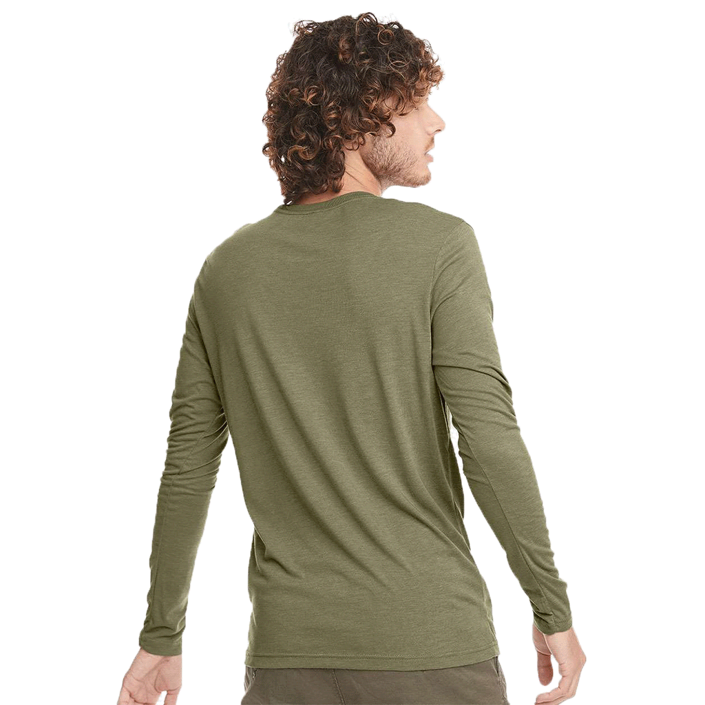 Next Level Men's Military Green Triblend Long-Sleeve Crew Tee