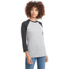 Next Level Unisex Black/Dark Heather Grey CVC 3/4 Sleeve Raglan Baseball T-Shirt