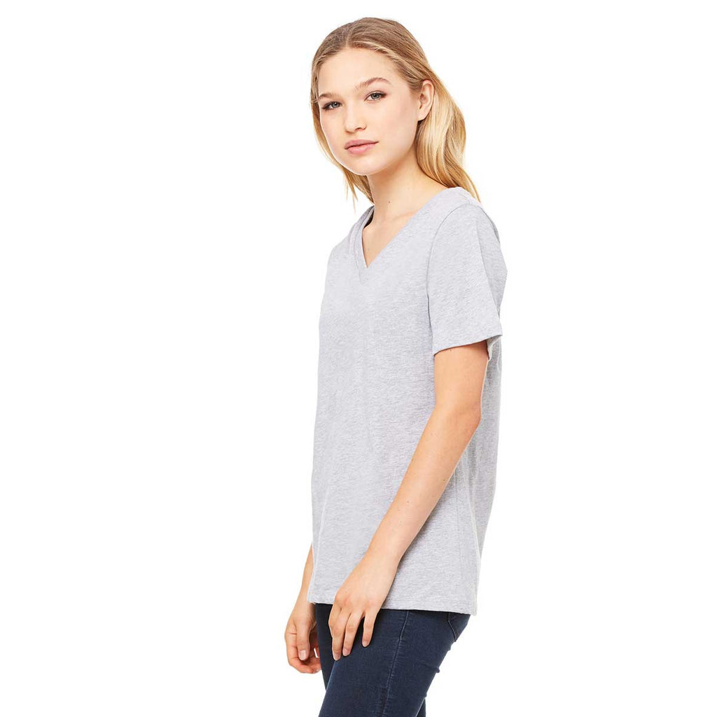 Bella + Canvas Women's Athletic Heather Relaxed Jersey Short-Sleeve V-Neck T-Shirt