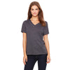 Bella + Canvas Women's Dark Grey Heather Relaxed Jersey Short-Sleeve V-Neck T-Shirt