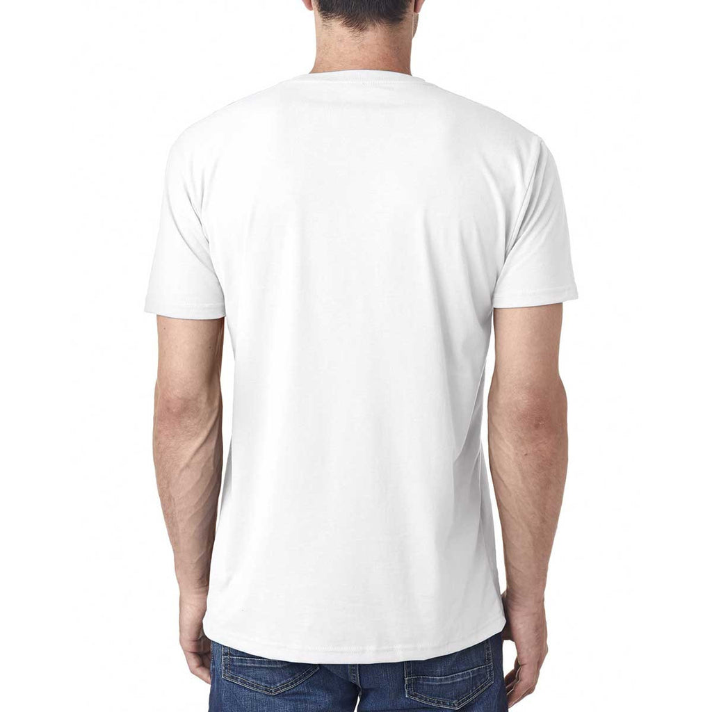 Next Level Men's White Premium Fitted Sueded V-Neck Tee