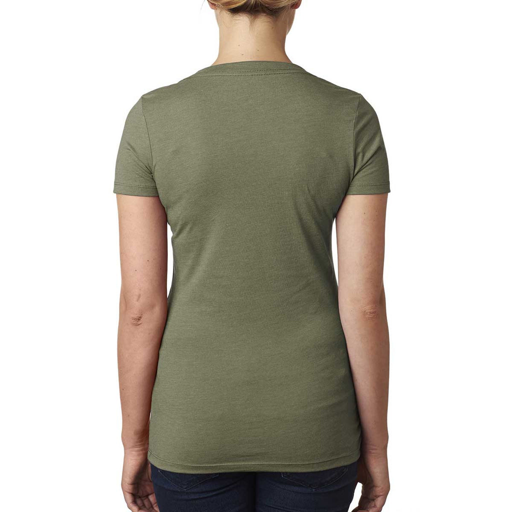 Next Level Women's Military Green CVC Deep V Tee