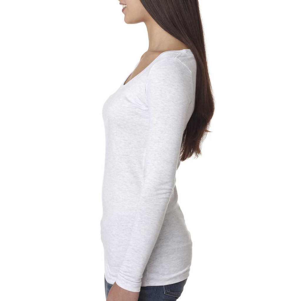 Next Level Women's Heather White Triblend Long-Sleeve Scoop Tee