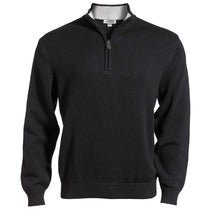 Edwards Men's Black/Grey Cotton Blend Quarter Zip Sweater