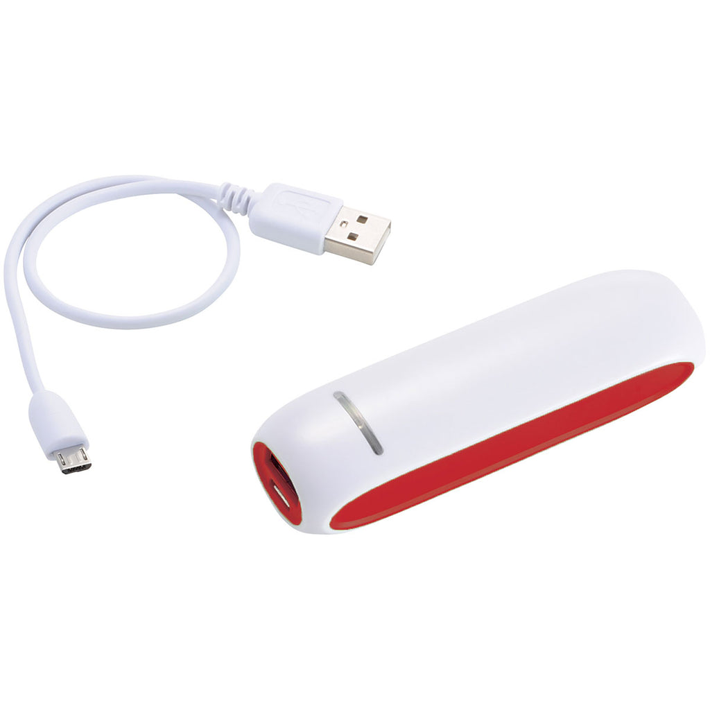 Leed's White with Red Trim Rut 2,000 mAh Power Bank