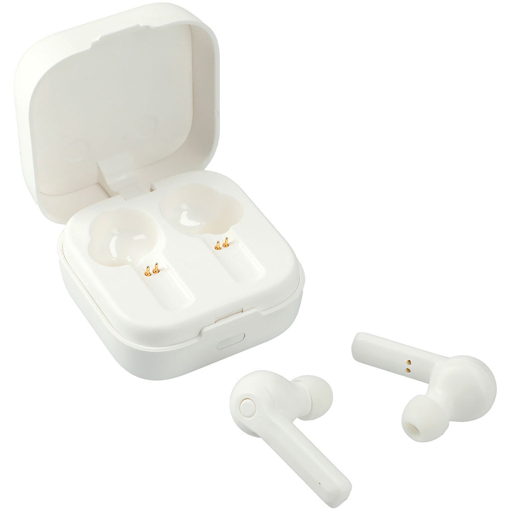 Leed's White TWS Auto Pair Earbuds & Wireless Pad Power Case