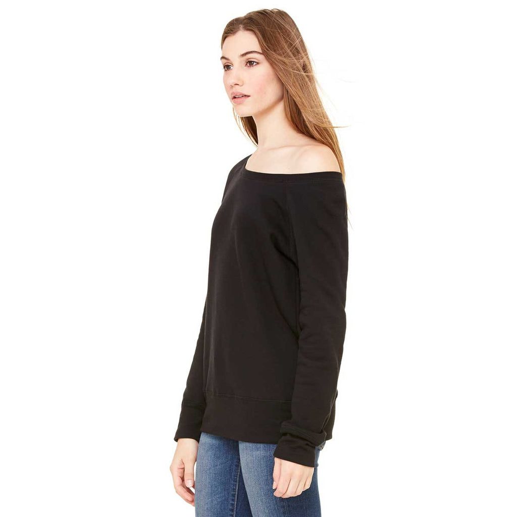 Bella + Canvas Women's Black Wide Neck Sweatshirt