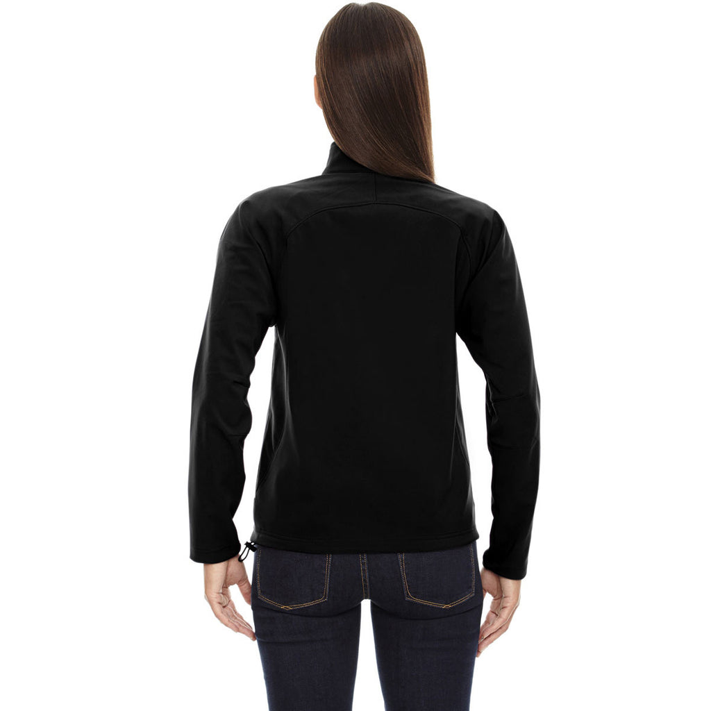 North End Women's Black Three-Layer Fleece Bonded Performance Soft Shell Jacket