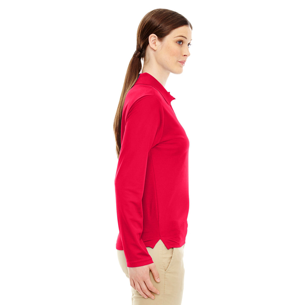 Core 365 Women's Classic Red Pinnacle Performance Long-Sleeve Pique Polo