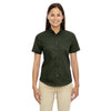 Core 365 Women's Forest Green Optimum Short-Sleeve Twill Shirt