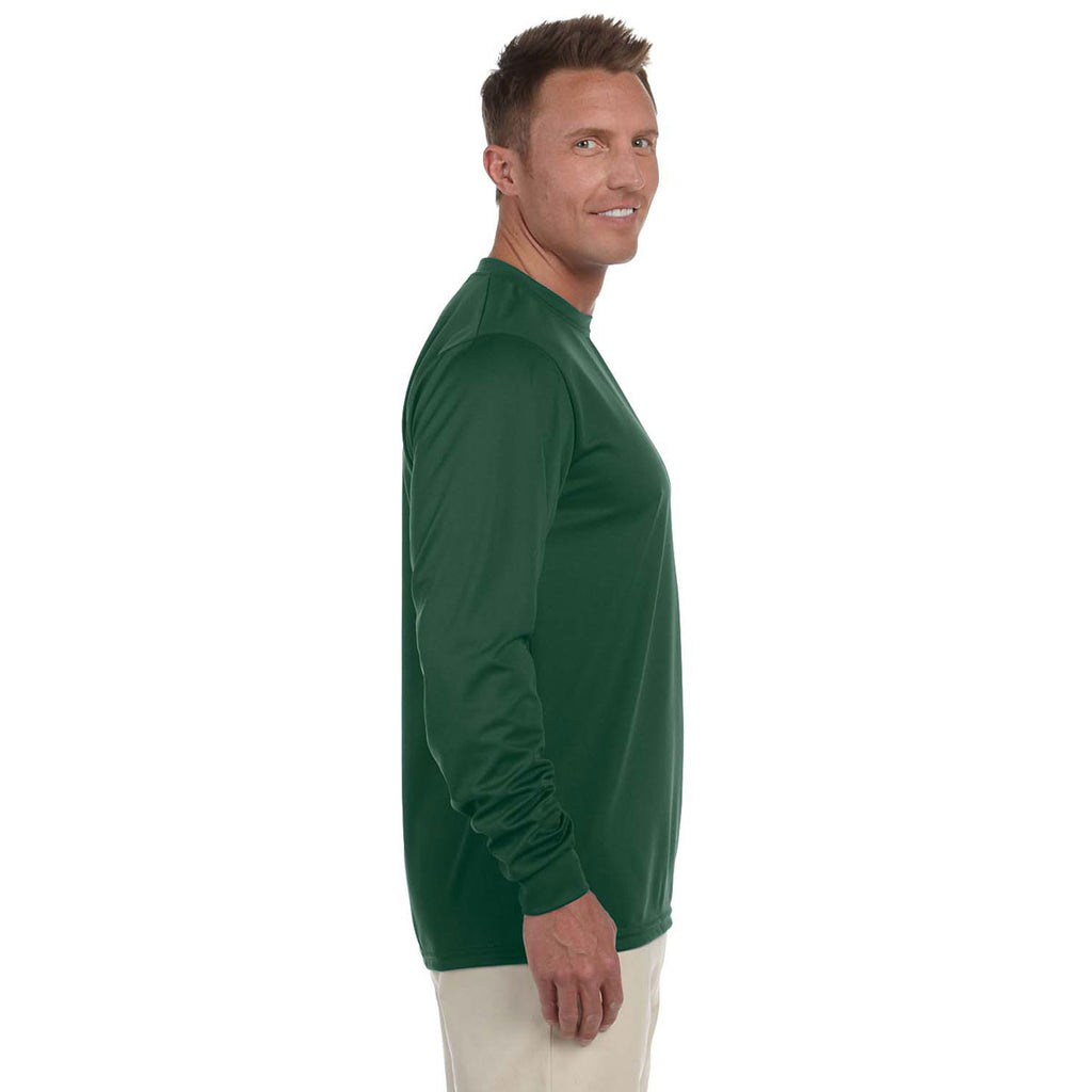 Augusta Sportswear Men's Dark Green Wicking Long-Sleeve T-Shirt