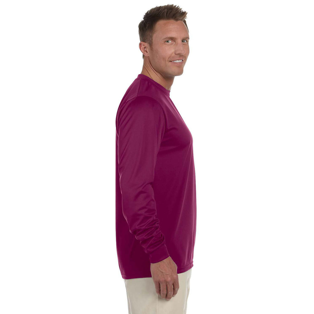 Augusta Sportswear Men's Maroon Wicking Long-Sleeve T-Shirt