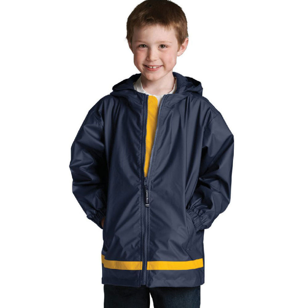 Charles River Youth True Navy/Yellow New Englander Rain Jacket