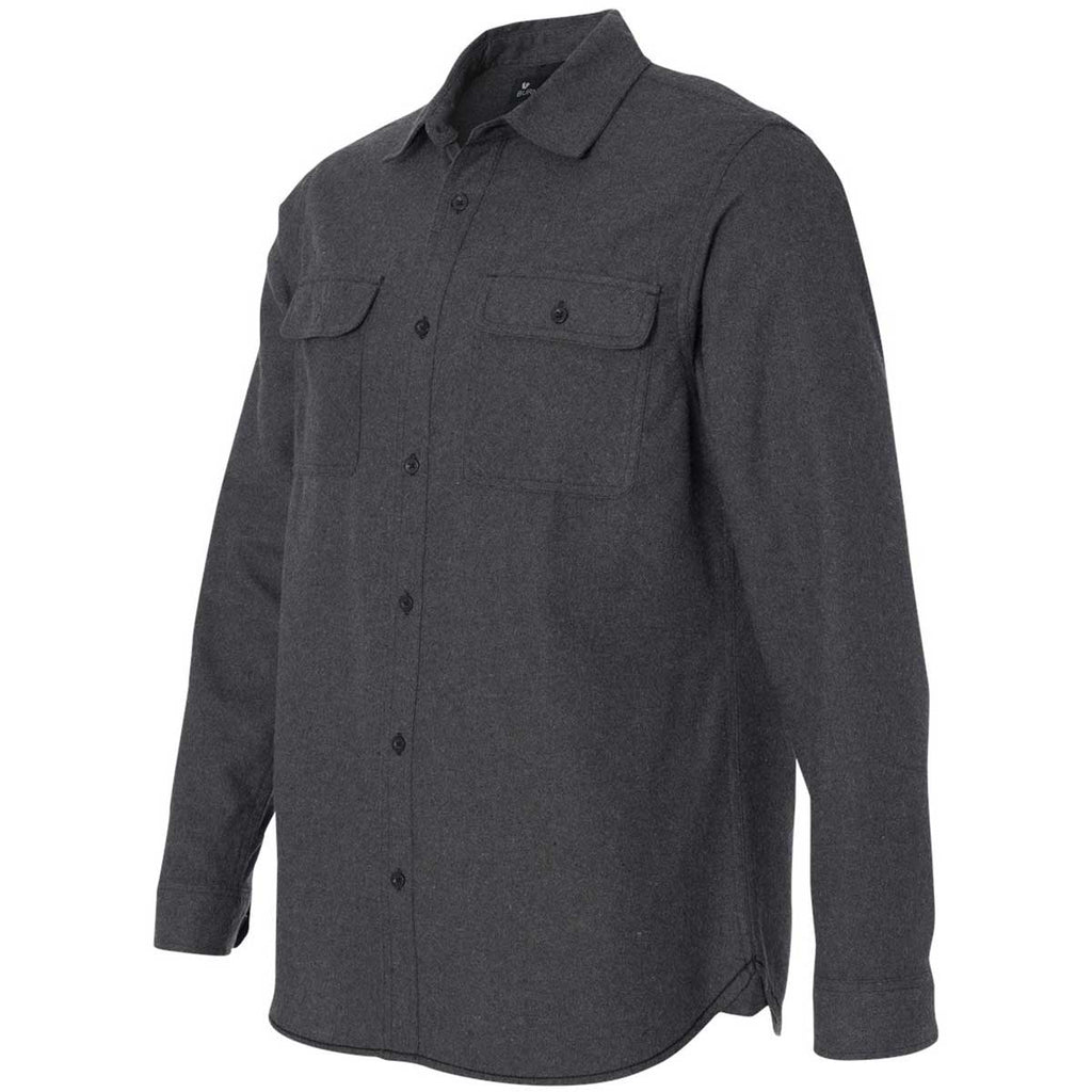 Burnside Men's Charcoal Long Sleeve Solid Flannel Shirt