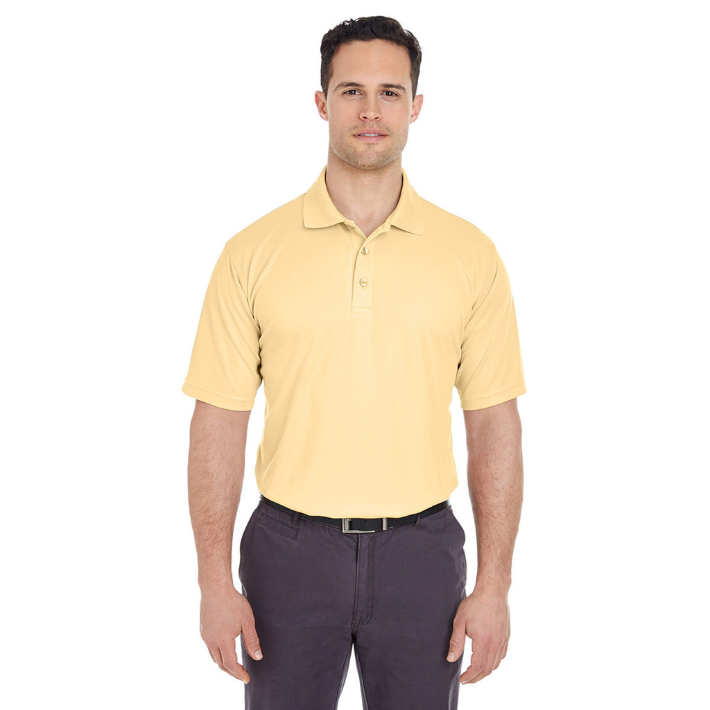 UltraClub Men's Yellow Haze Cool & Dry Mesh Pique Polo