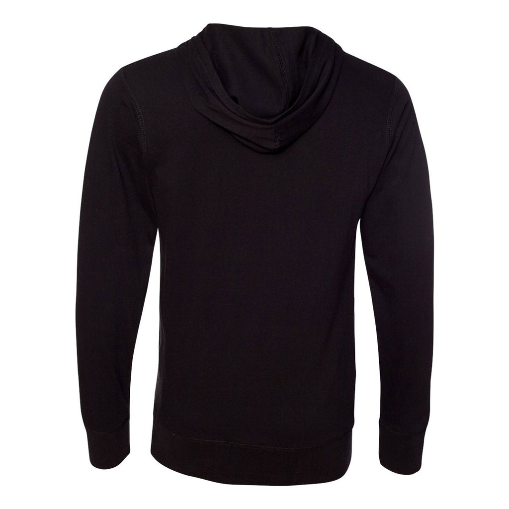 J. America Men's Black Sport Lace Jersey Hooded Pullover T-Shirt