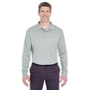 UltraClub Men's Grey Cool & Dry Sport Long-Sleeve Polo