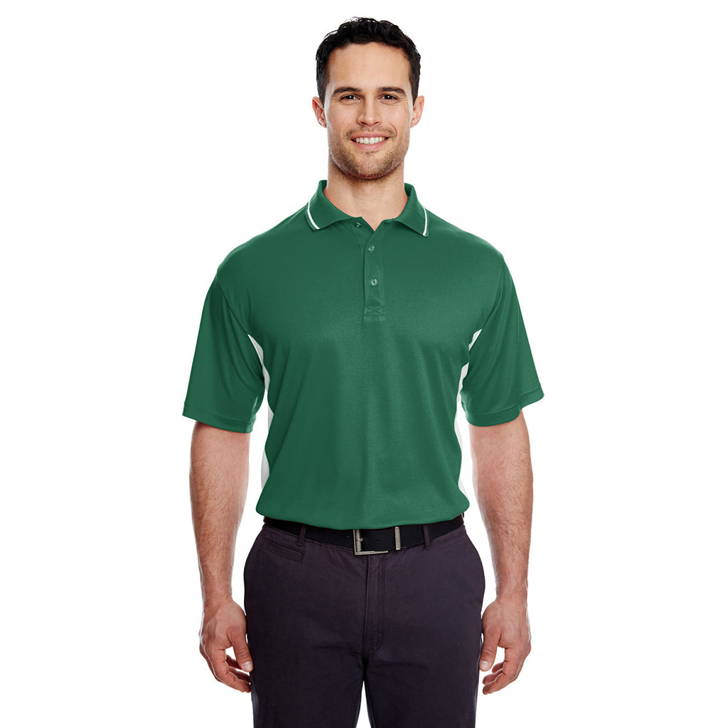 UltraClub Men's Forest Green/White Cool & Dry Sport Two-Tone Polo