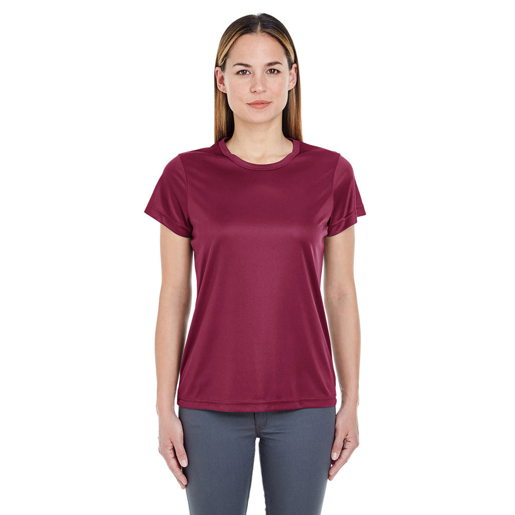 UltraClub Women's Maroon Cool & Dry Sport Performance Interlock T-Shirt