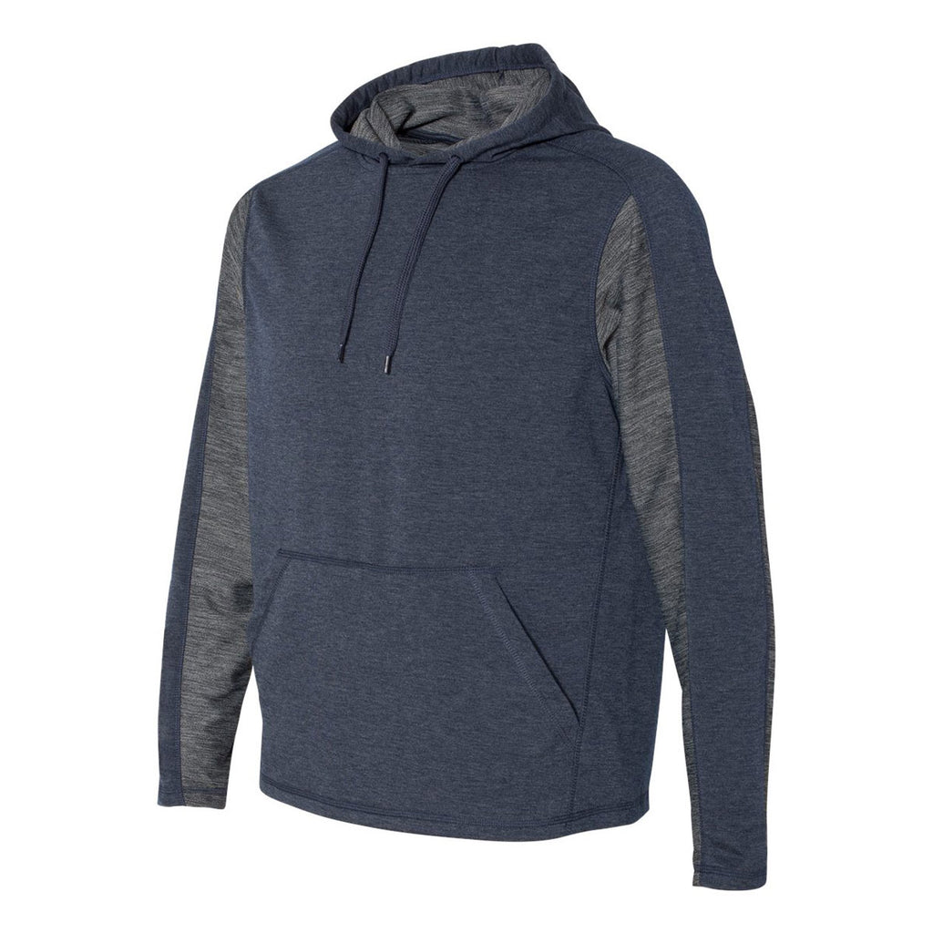 J. America Men's Navy Heather Omega Stretch Terry Hooded Pullover