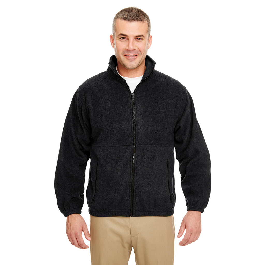 UltraClub Men's Black Iceberg Fleece Full-Zip Jacket