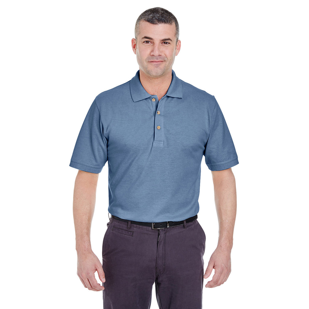 UltraClub Men's Storm Blue Classic Pique Polo