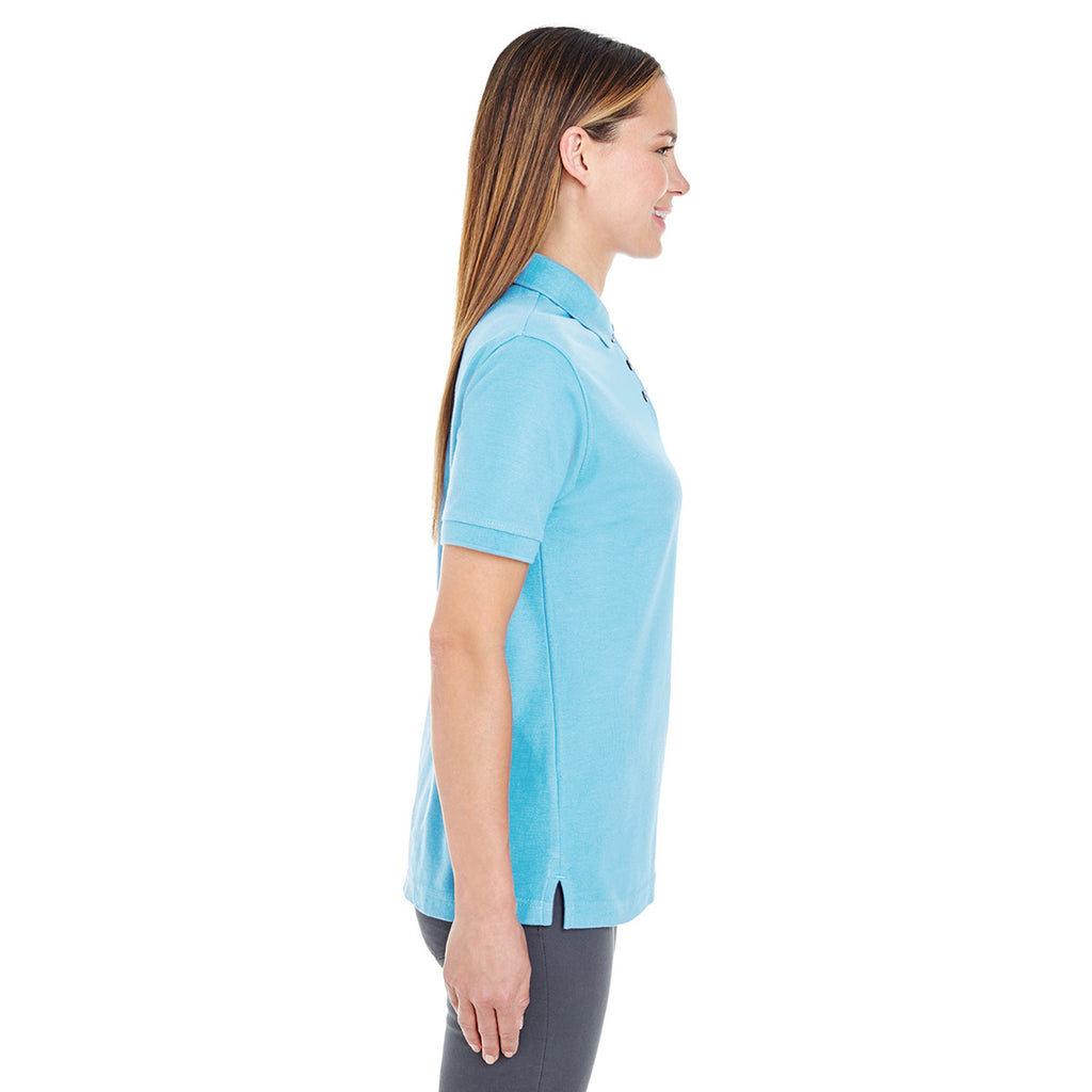 UltraClub Women's Baby Blue Whisper Pique Polo