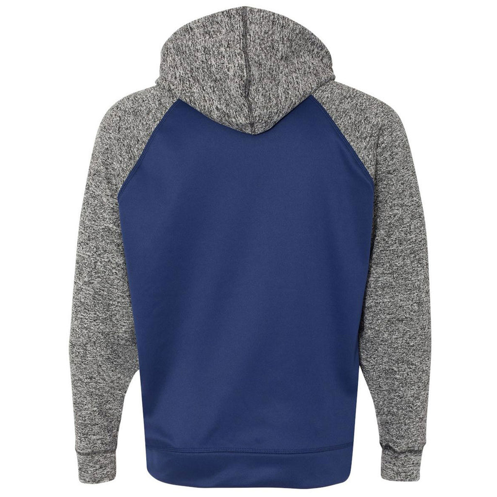 J. America Men's Navy/Charcoal Fleck Colorblock Cosmic Fleece Hooded Pullover Sweatshirt