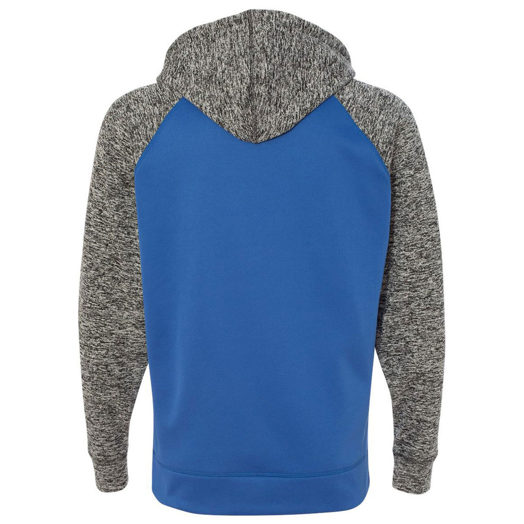 J. America Men's Royal/Charcoal Fleck Colorblock Cosmic Fleece Hooded Pullover Sweatshirt