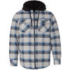 Burnside Men's Grey/Blue Quilted Flannel Full-Zip Hooded Jacket