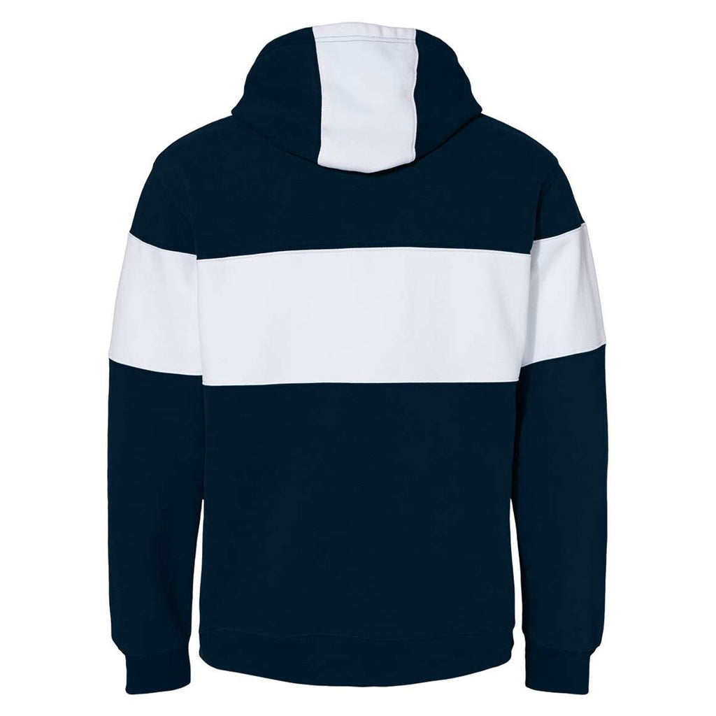 J. America Men's Navy Varsity Fleece Colorblocked Hooded Sweatshirt