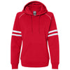 J. America Women's Red Varsity Fleece Piped Hooded Sweatshirt