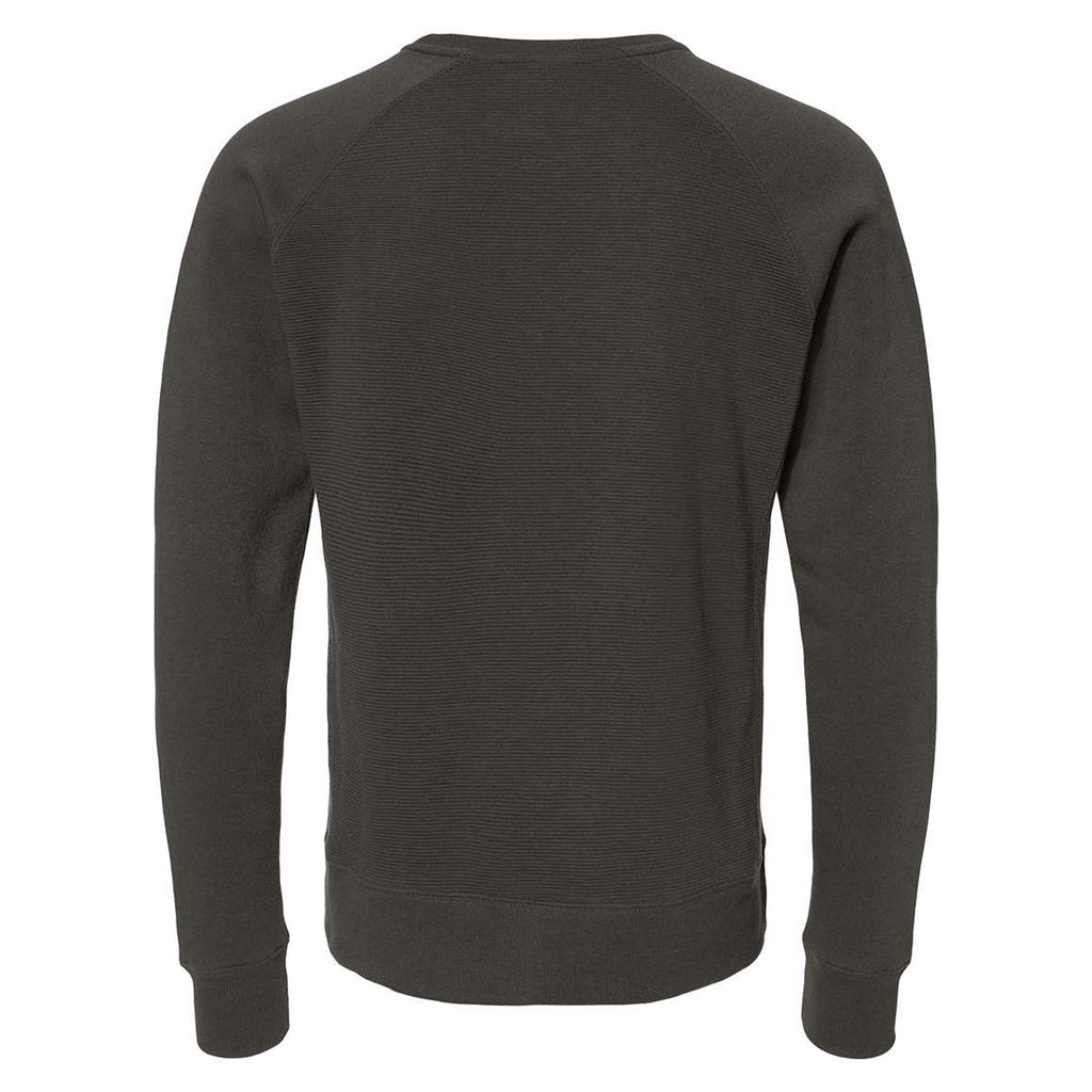 J. America Men's Black Ripple Fleece Raglan Crewneck Sweatshirt